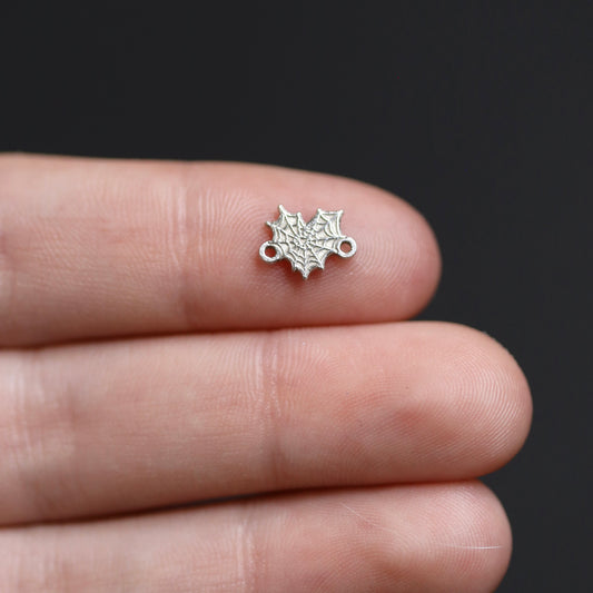 Sterling Silver Spiderweb Heart Connector Charm