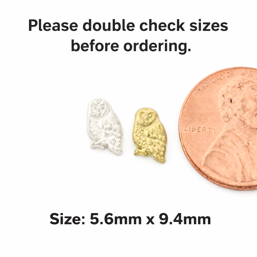 Snow Owl Accent Embellishment Cast in Sterling Silver or Brass Soldering and Jewelry Making Components