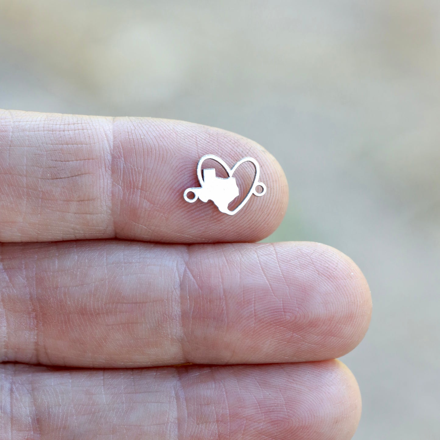 Texas Love Heart State Connector Charm – 100% Net Profits Donated to Texas Flood Relief