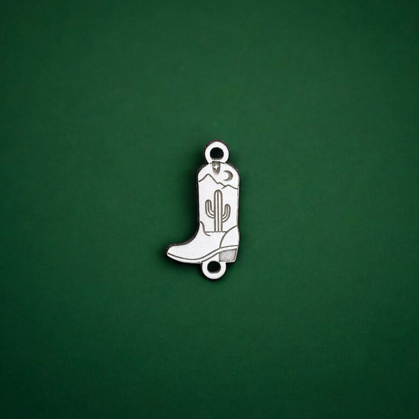 Sterling Silver Desert Cowboy/Cowgirl Boot Connector Charm – Cactus & Moon Design