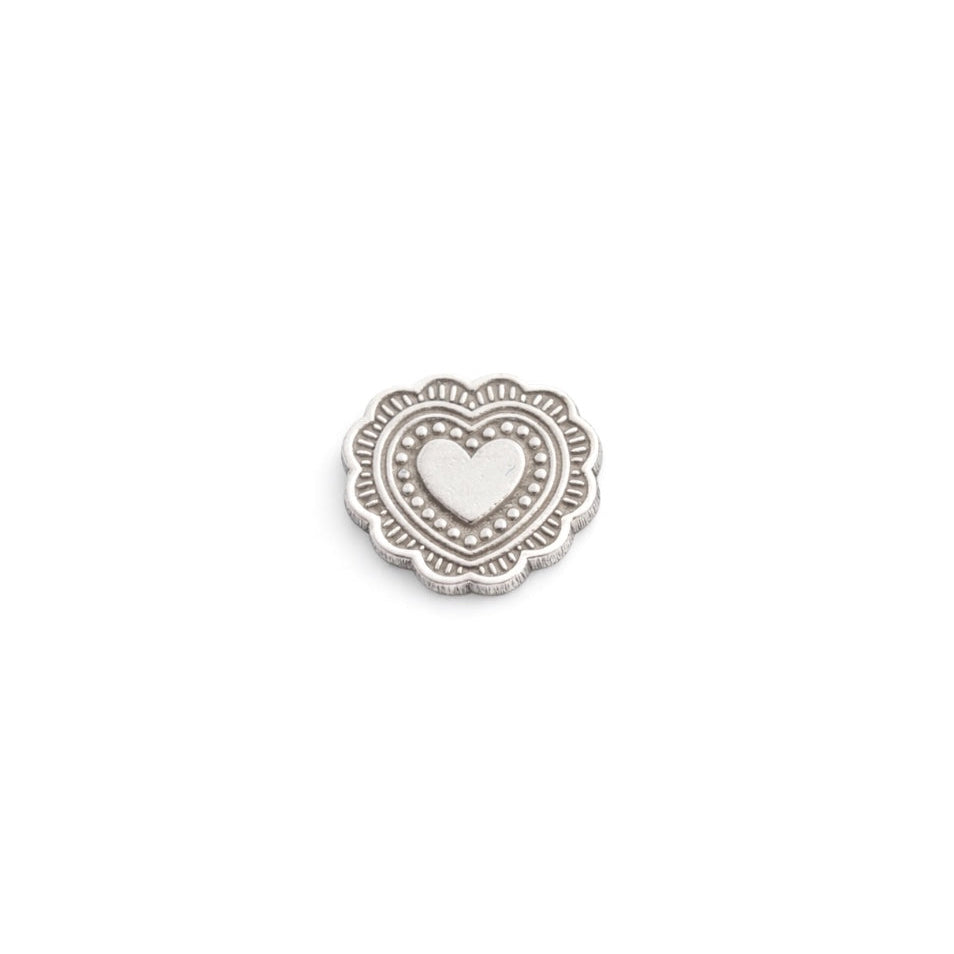 Heart Concho Charm Sterling Silver Solderable Jewelry Embellishment Western Accent Component
