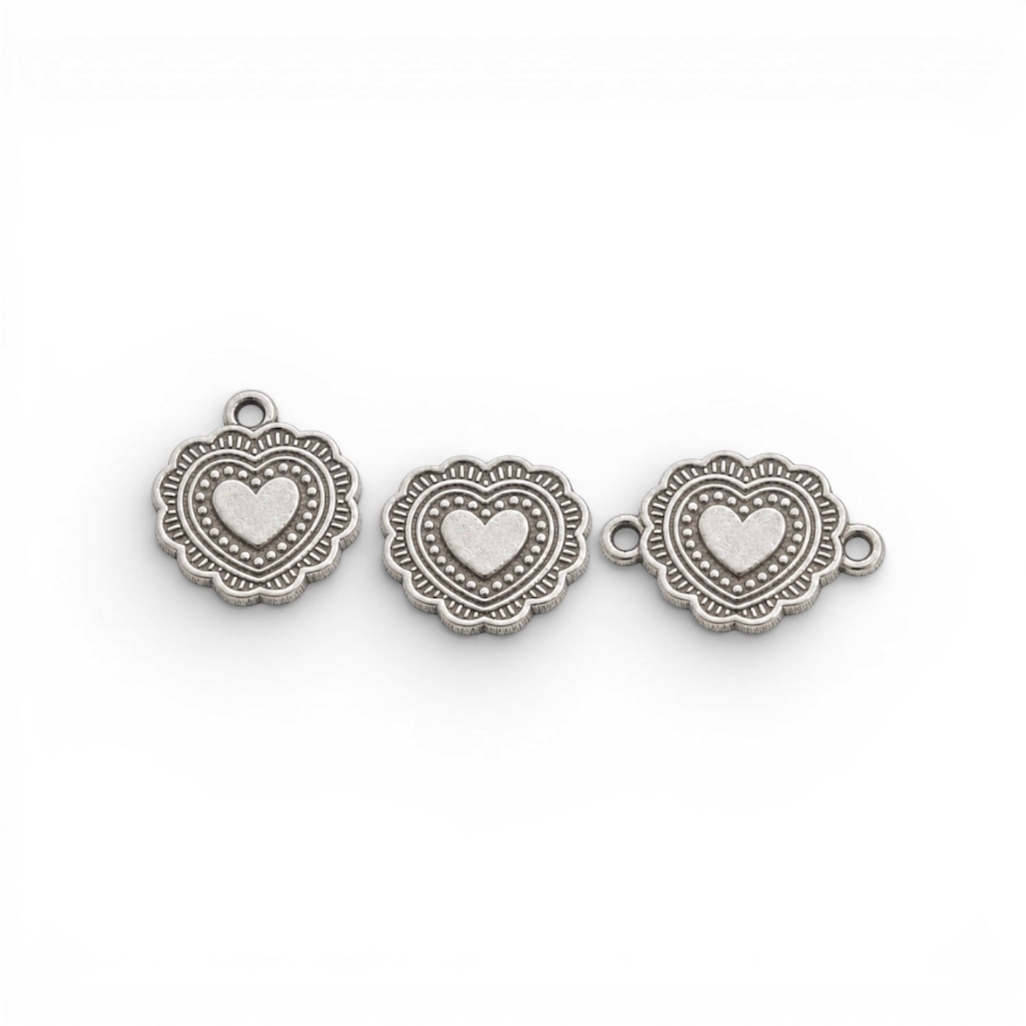 Heart Concho Charm Sterling Silver Solderable Jewelry Embellishment Western Accent Component
