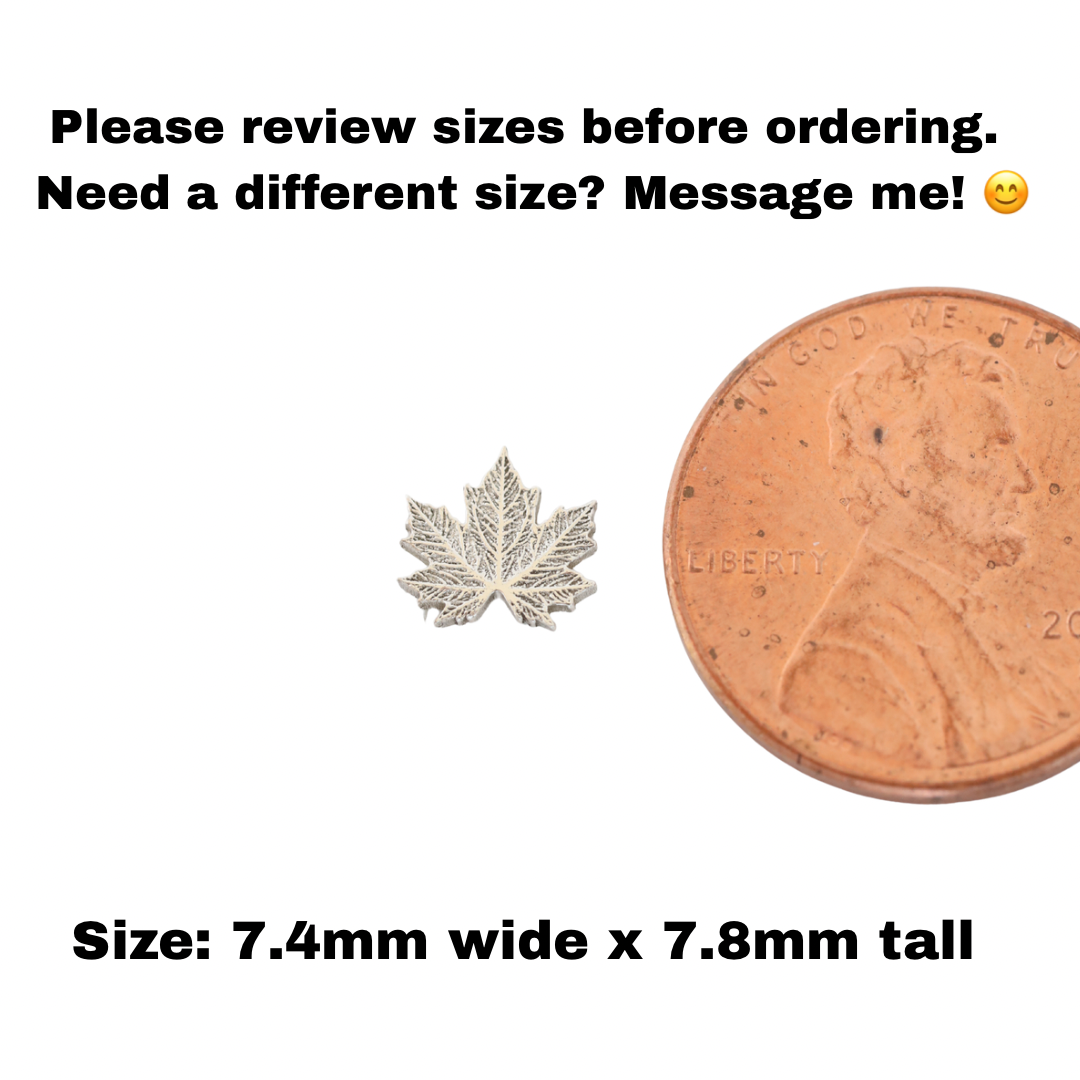 Maple Leaf Accent Charm Solderable Jewelry Embellishment Autumn Nature Accent Sterling Silver Findings