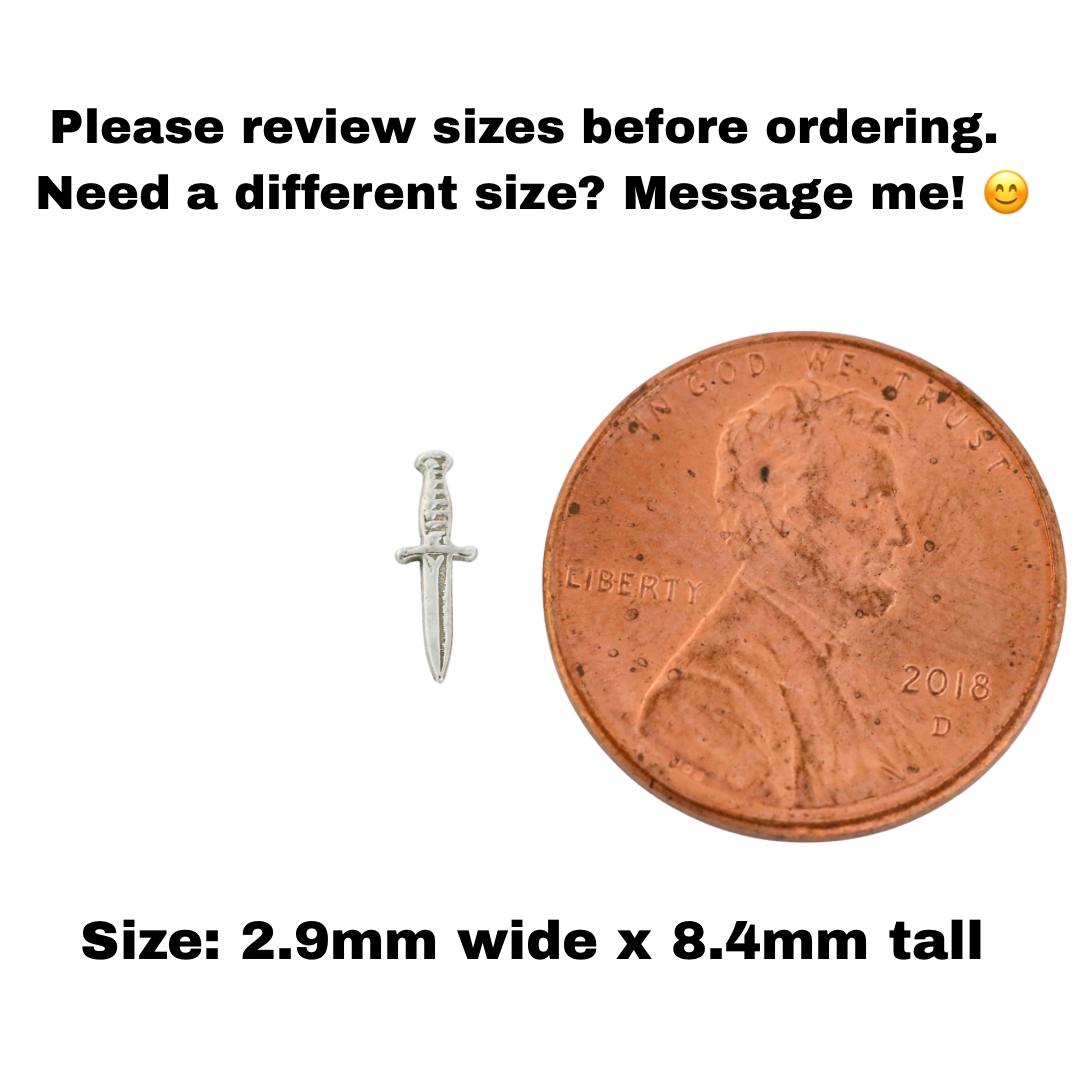 Tiny Dagger Accent Charm Solderable Jewelry Embellishment Sword Accent Component Sterling Silver Findings