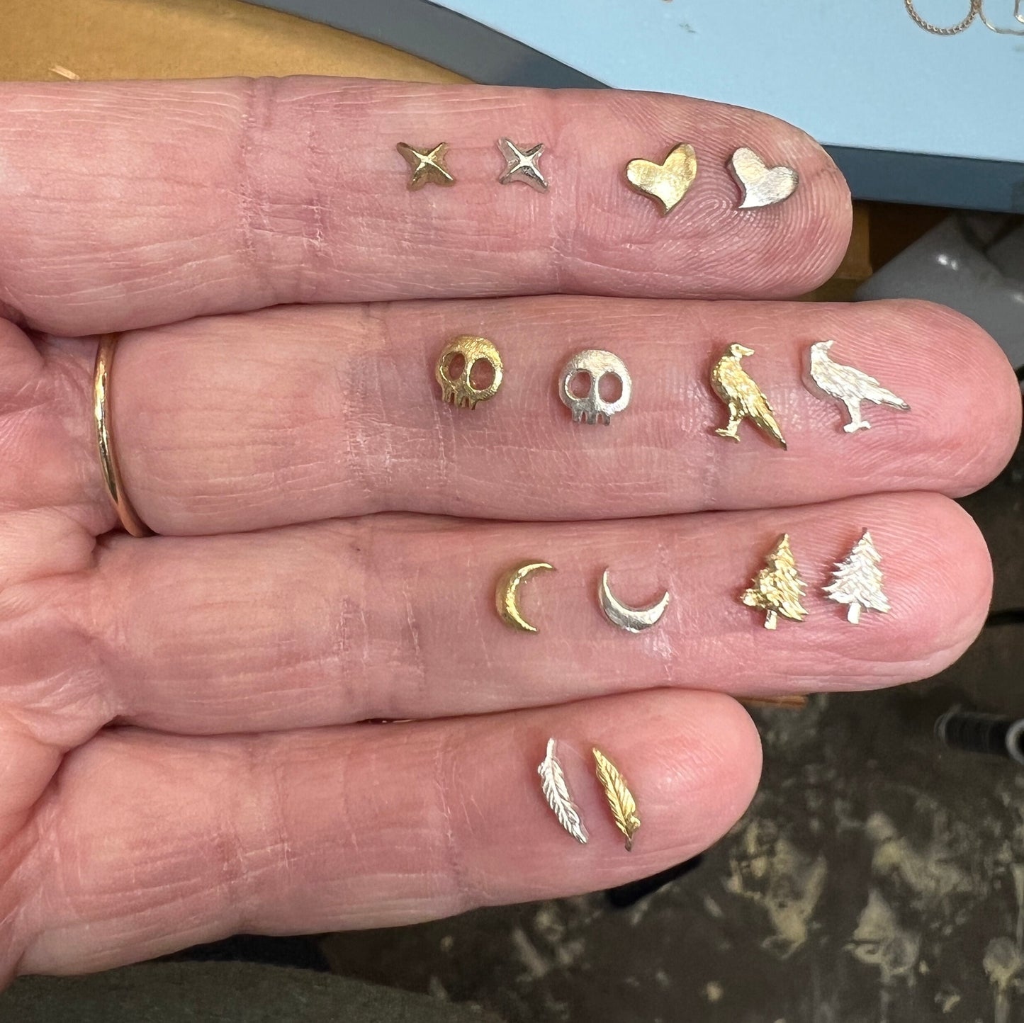 Tiny Whimsical Heart Solder Accent Embellishments in Sterling Silver or Brass - Soldering and Jewelry Making Components