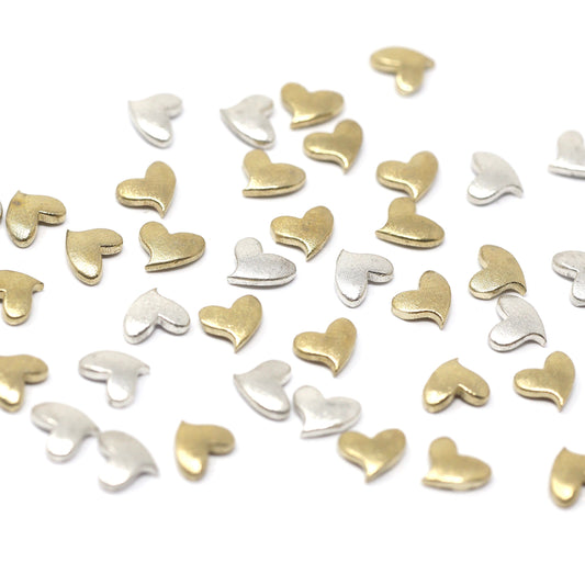 Tiny Whimsical Heart Solder Accent Embellishments in Sterling Silver or Brass - Soldering and Jewelry Making Components