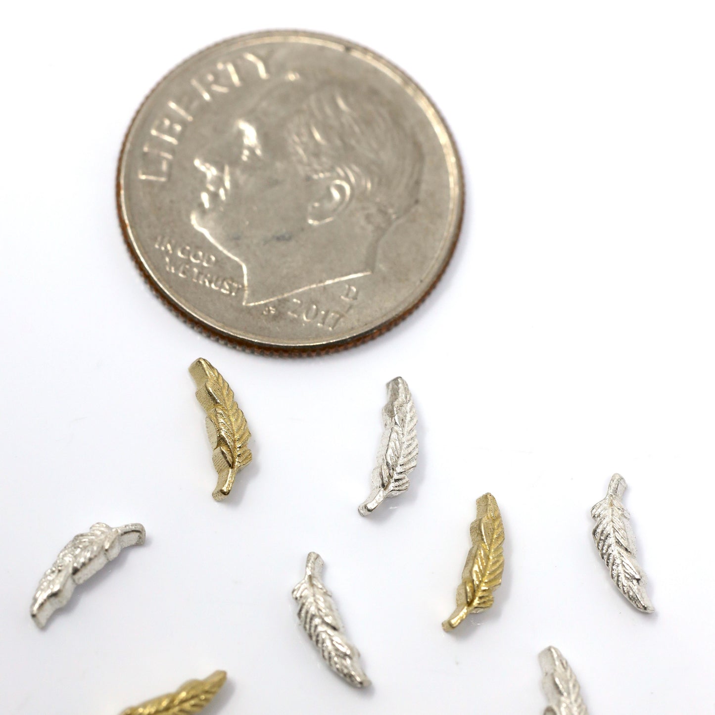 Tiny Feather Accent Embellishment Cast in Sterling Silver or Brass Soldering and Jewelry Making Components