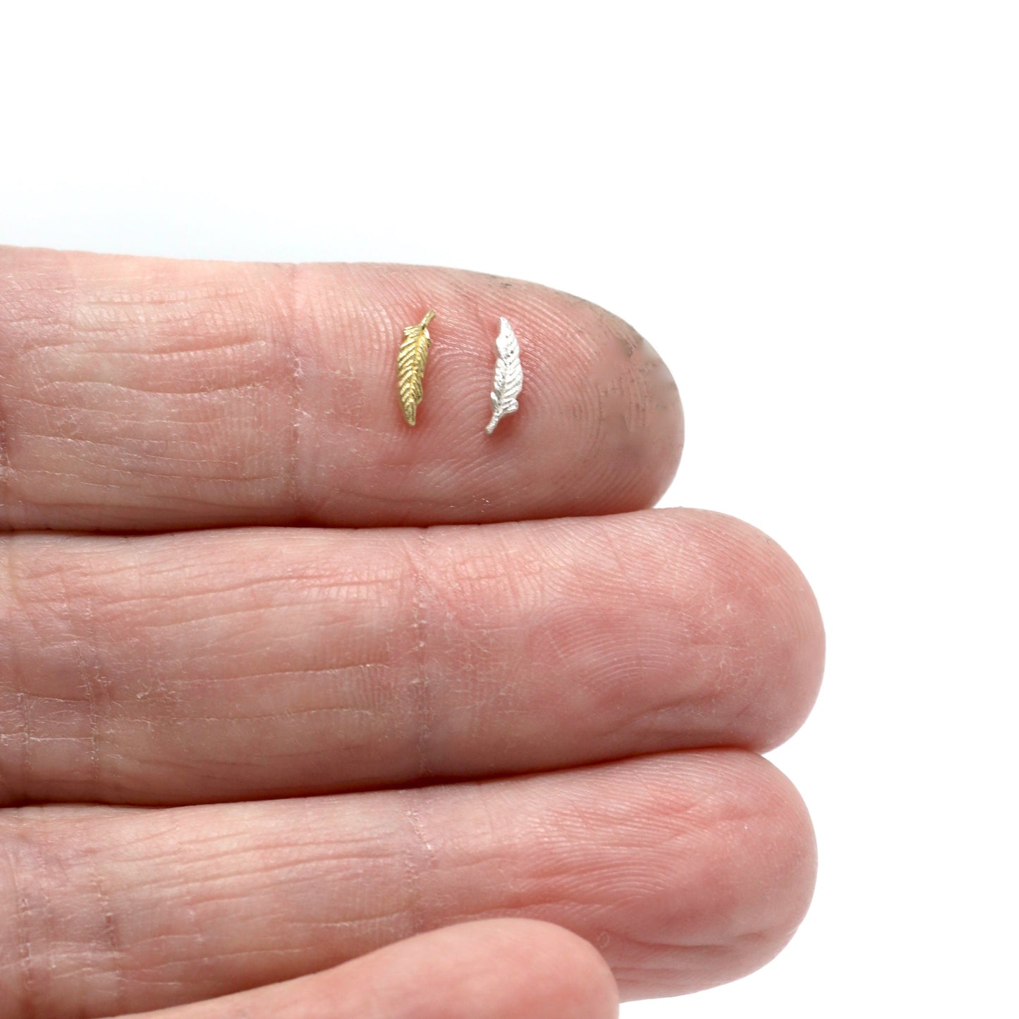Tiny Feather Accent Embellishments in Sterling Silver or Brass - Soldering and Jewelry Making Components