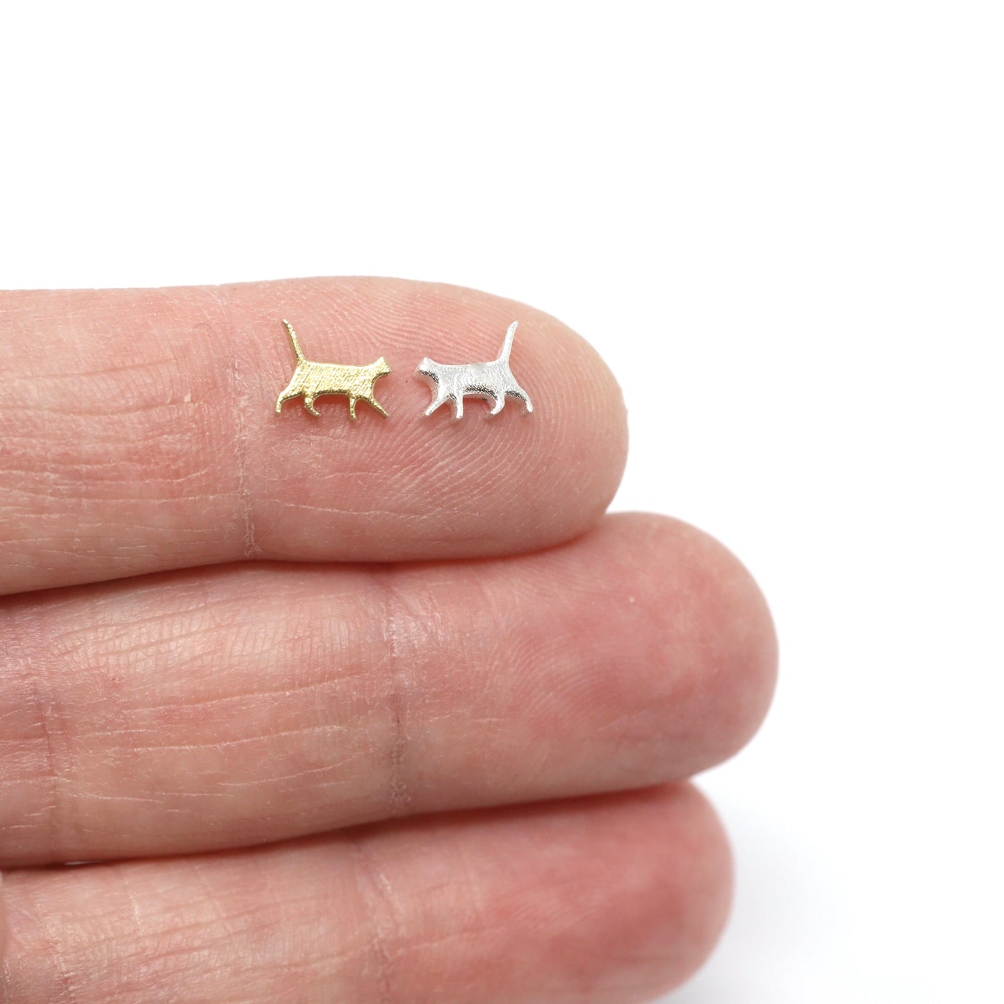 Tiny Cat Accent Embellishments in Sterling Silver or Brass - Soldering and Jewelry Making Components