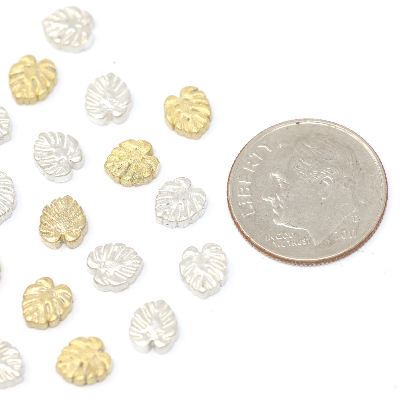 Monstera Leaf Accent Charm Solderable Embellishment Cast in Sterling Silver or Brass Jewelry Making Components