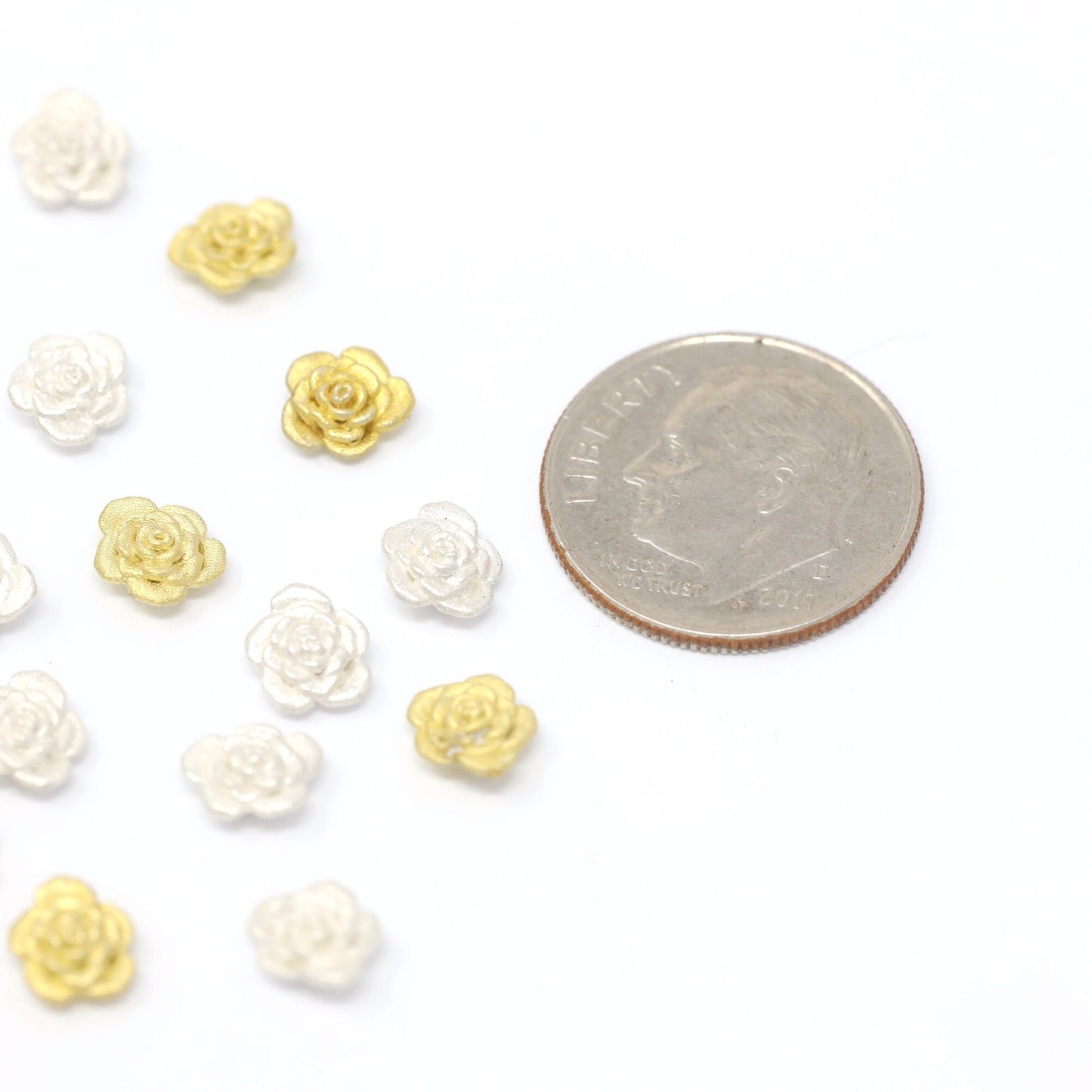 SALE Rose 3D Accent Embellishments in Sterling Silver or Brass - Soldering and Jewelry Making Components