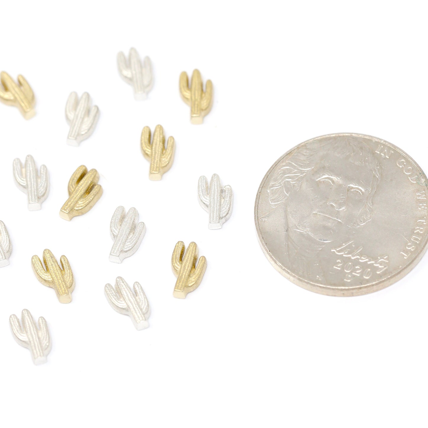Saguaro Cactus Cacti Accent Embellishments in Sterling Silver or Brass - Soldering and Jewelry Making Components