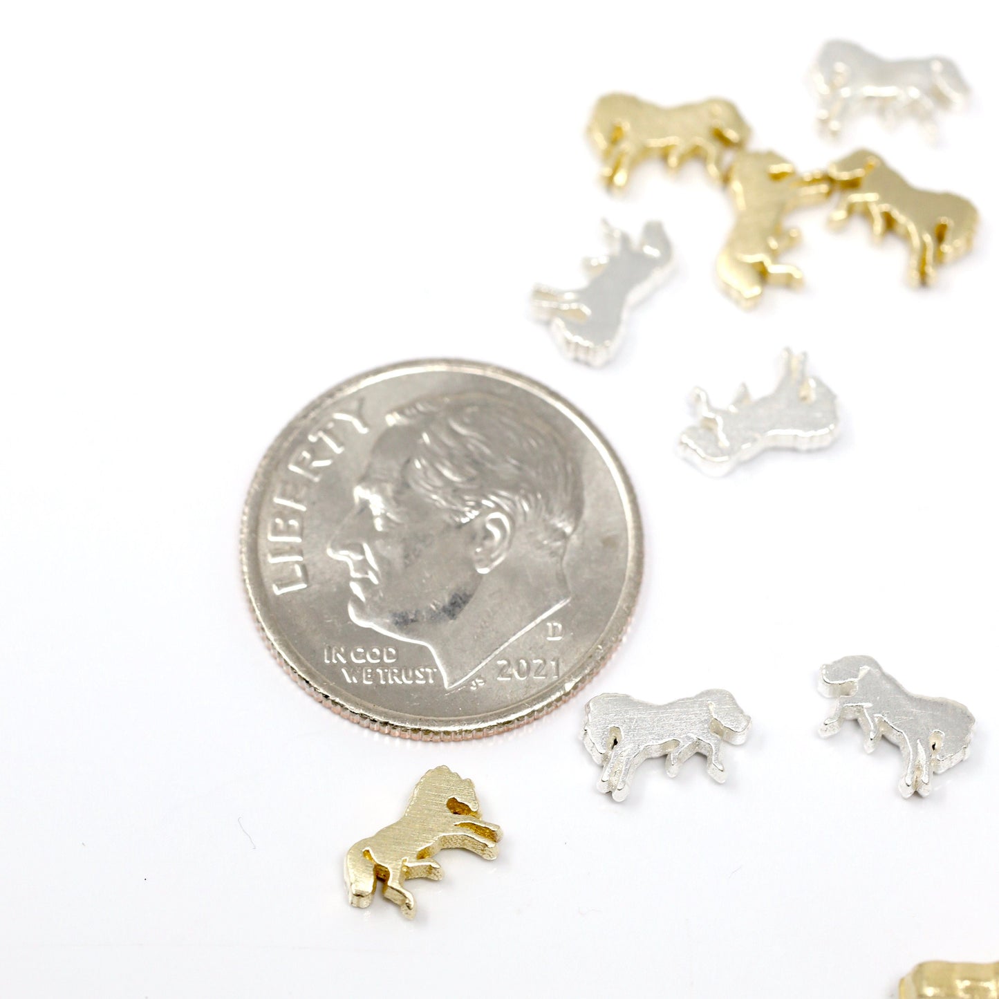 Tiny Bucking Horse Mustang Accent Embellishments in Sterling Silver or Brass - Soldering and Jewelry Making Components