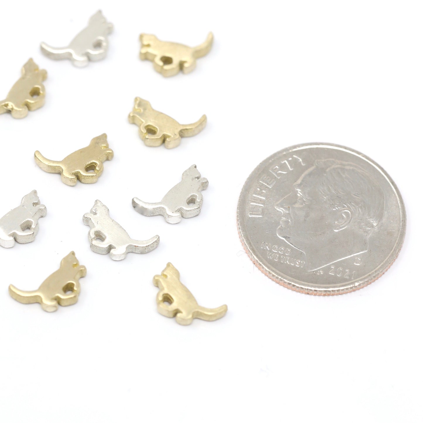 Tiny Playing Cat Accent Embellishment Cast in Sterling Silver or Brass Soldering and Jewelry Making Components