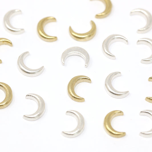 Big Crescent Moon Accent Embellishments in Sterling Silver or Brass - Soldering and Jewelry Making Components