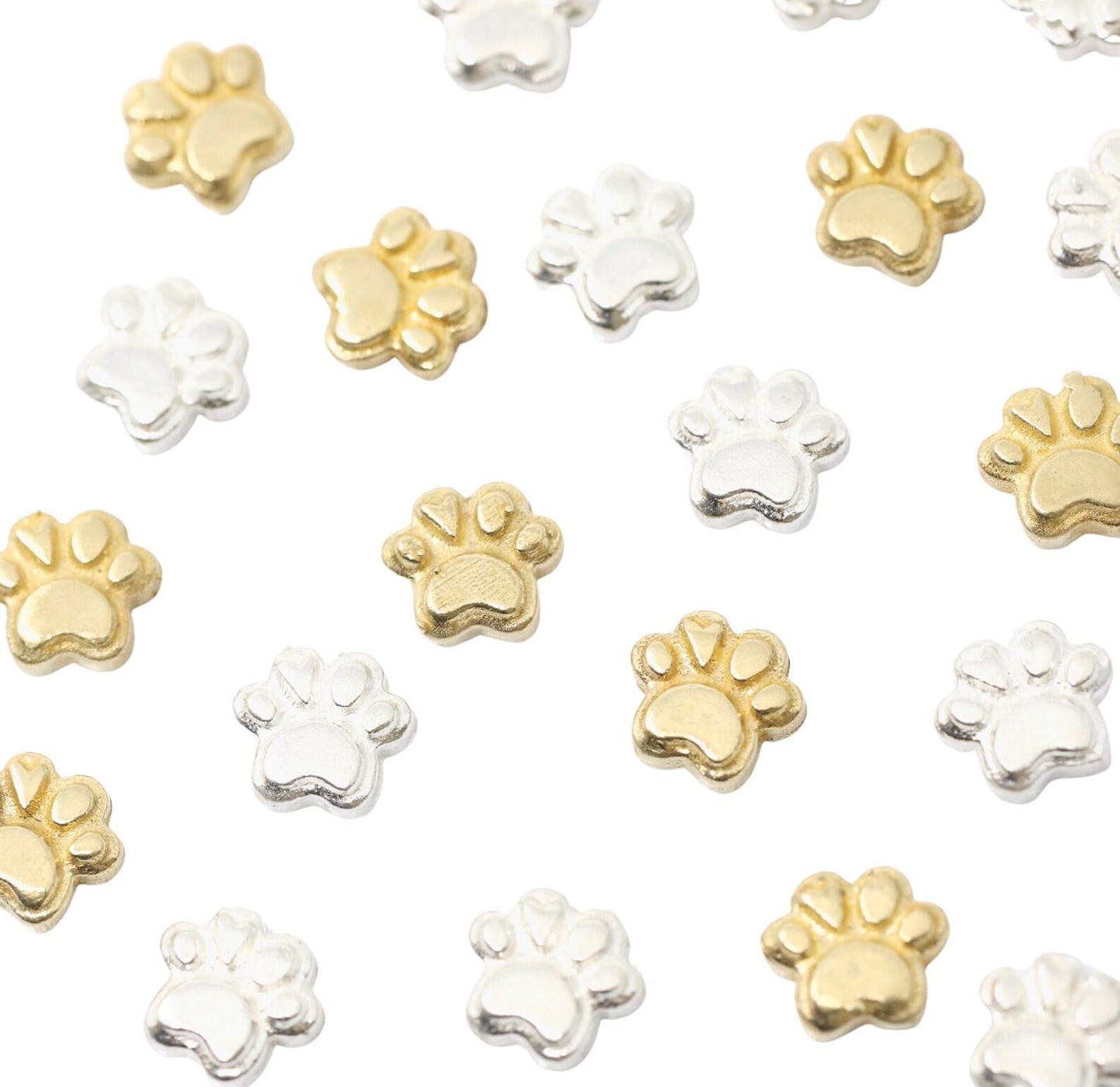 Cat Paw Heart Animal Dog Accent Embellishments in Sterling Silver or Brass - Soldering and Jewelry Making Components