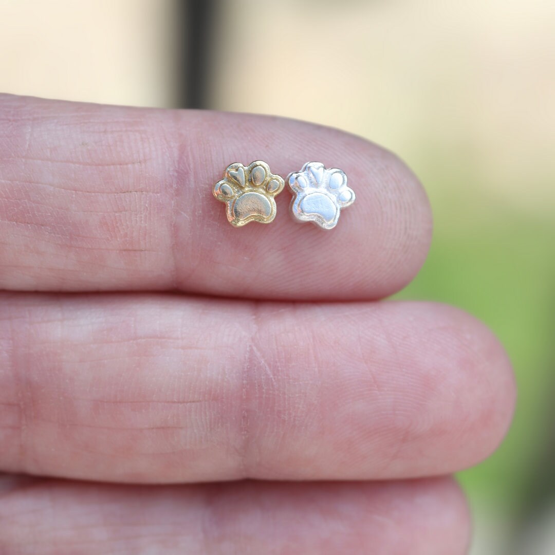 Cat Paw Heart Animal Dog Accent Embellishments in Sterling Silver or Brass - Soldering and Jewelry Making Components