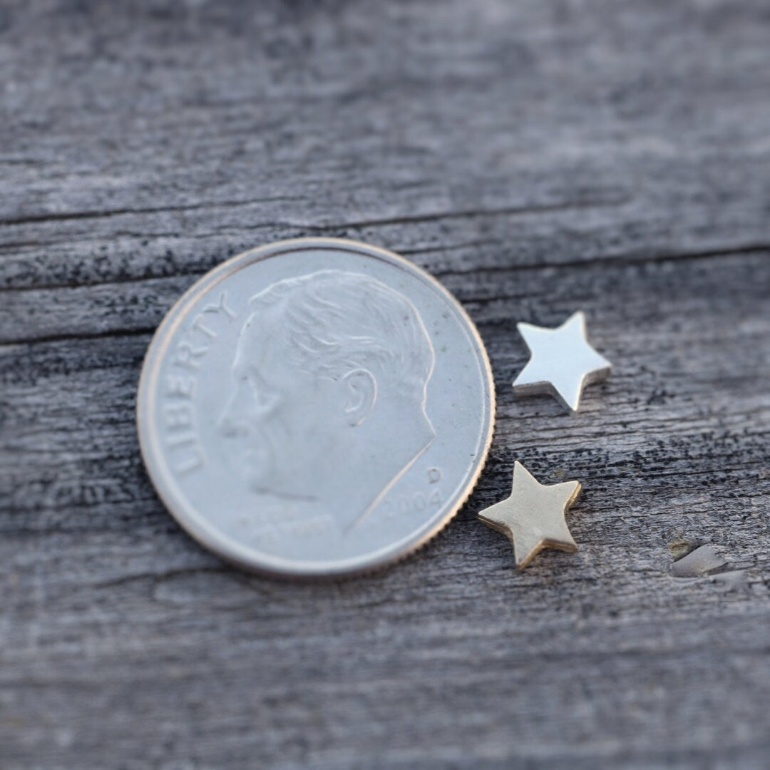 Tiny 5-Point Star Accent Solderable Embellishment Jewelry Making Component Cast in Sterling Silver or Brass