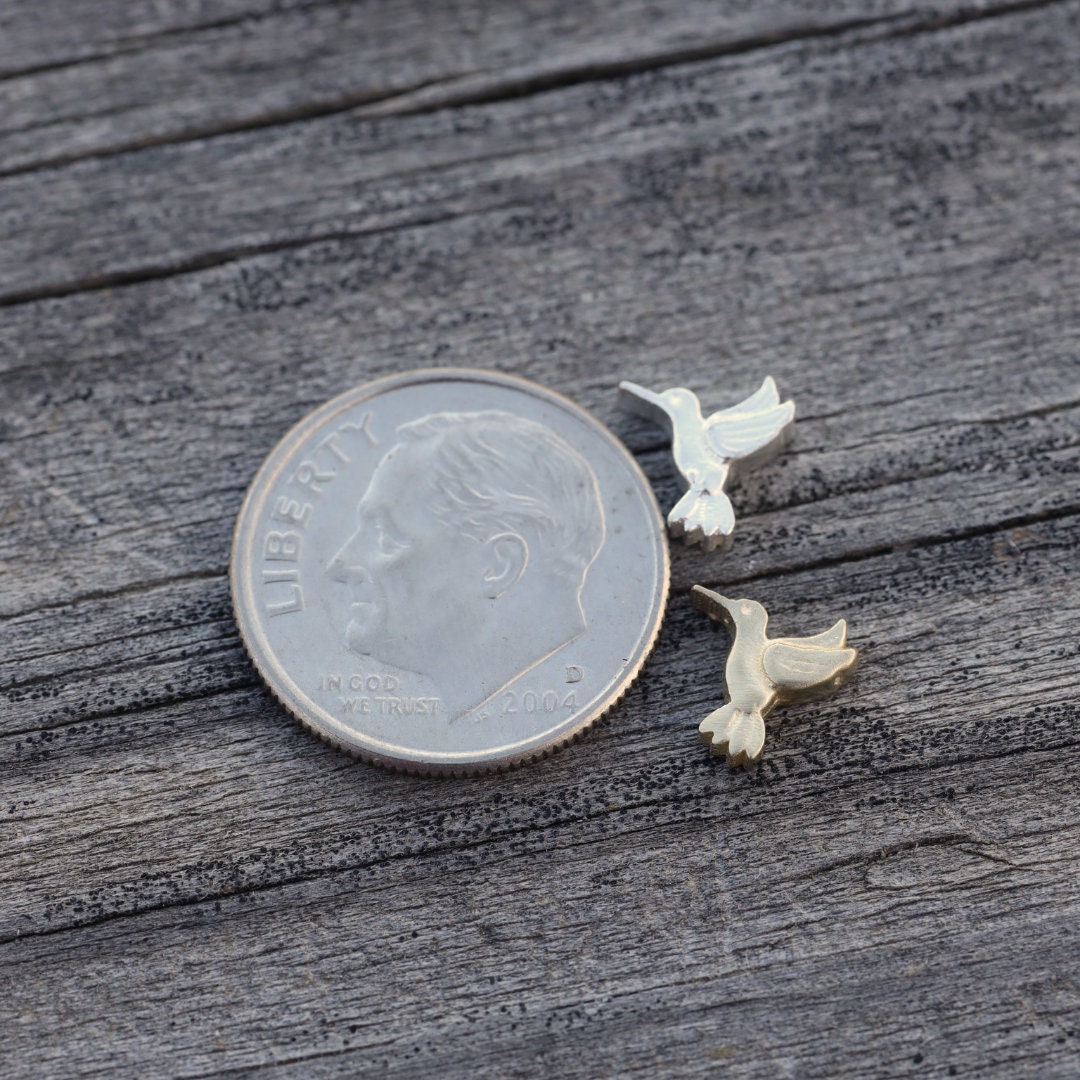 Hummingbird Accent Embellishment Cast in Sterling Silver or Brass Soldering and Jewelry Making Components