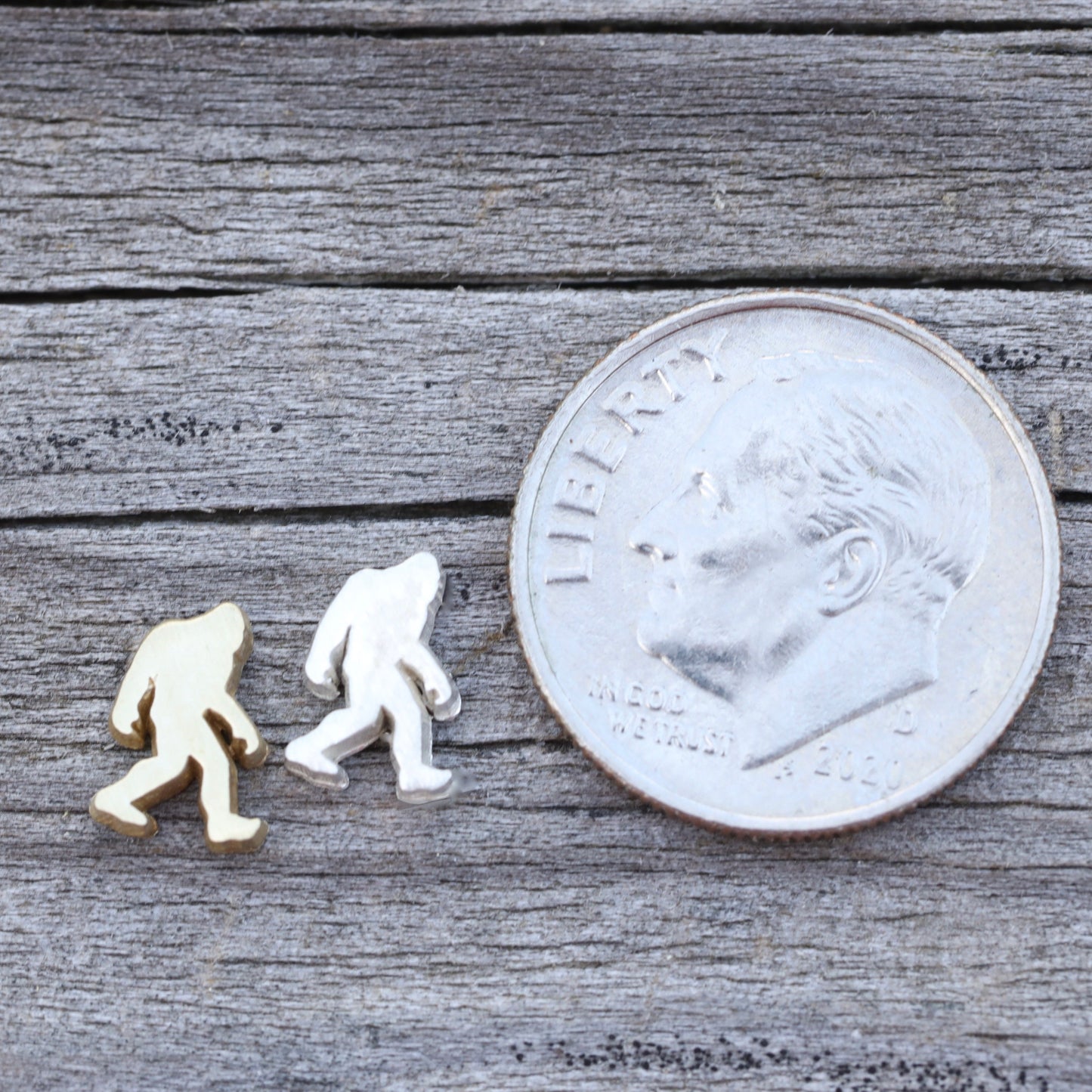 Bigfoot Sasquatch Accent Embellishments in Sterling Silver or Brass - Soldering and Jewelry Making Components