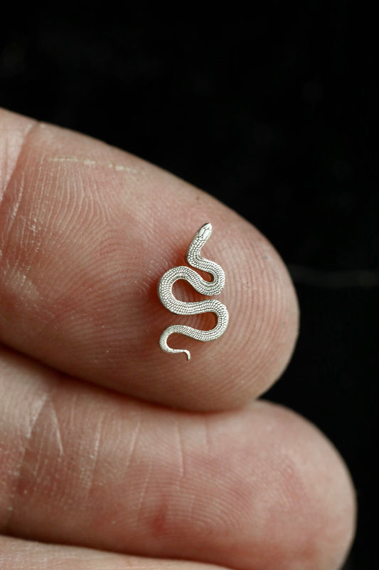 Sterling Silver Snake Accent Charm • Solderable Jewelry Embellishment • Serpent Accent Component • Sterling Silver Findings