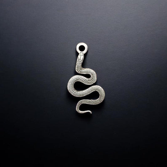 Sterling Silver Snake Dangle Charm • Serpent Pendant Jewelry Supplies • Gothic Accent • Sterling Silver Findings