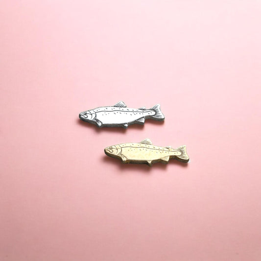 Salmon Fish Accent Embellishments in Sterling Silver or Brass Soldering and Jewelry Making Components - Solderable Decorative Charm