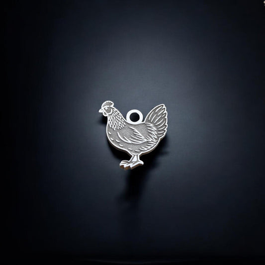 Chicken Accent Charm Embellishments in Sterling Silver - Jewelry Making Components