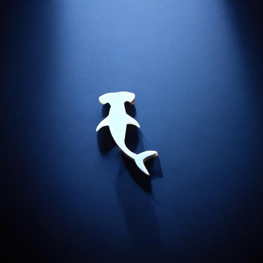 Hammerhead Shark Silhouette Accent Charm Embellishments in Sterling Silver - Solderable Jewelry Making Components