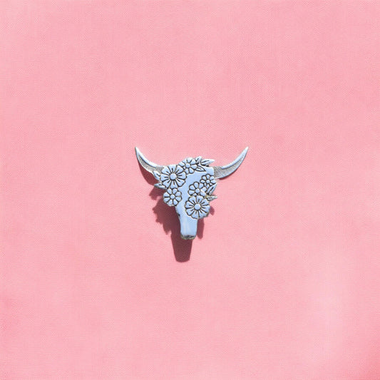 Floral Longhorn Accent Charm Embellishments in Sterling Silver - Solderable Jewelry Making Components