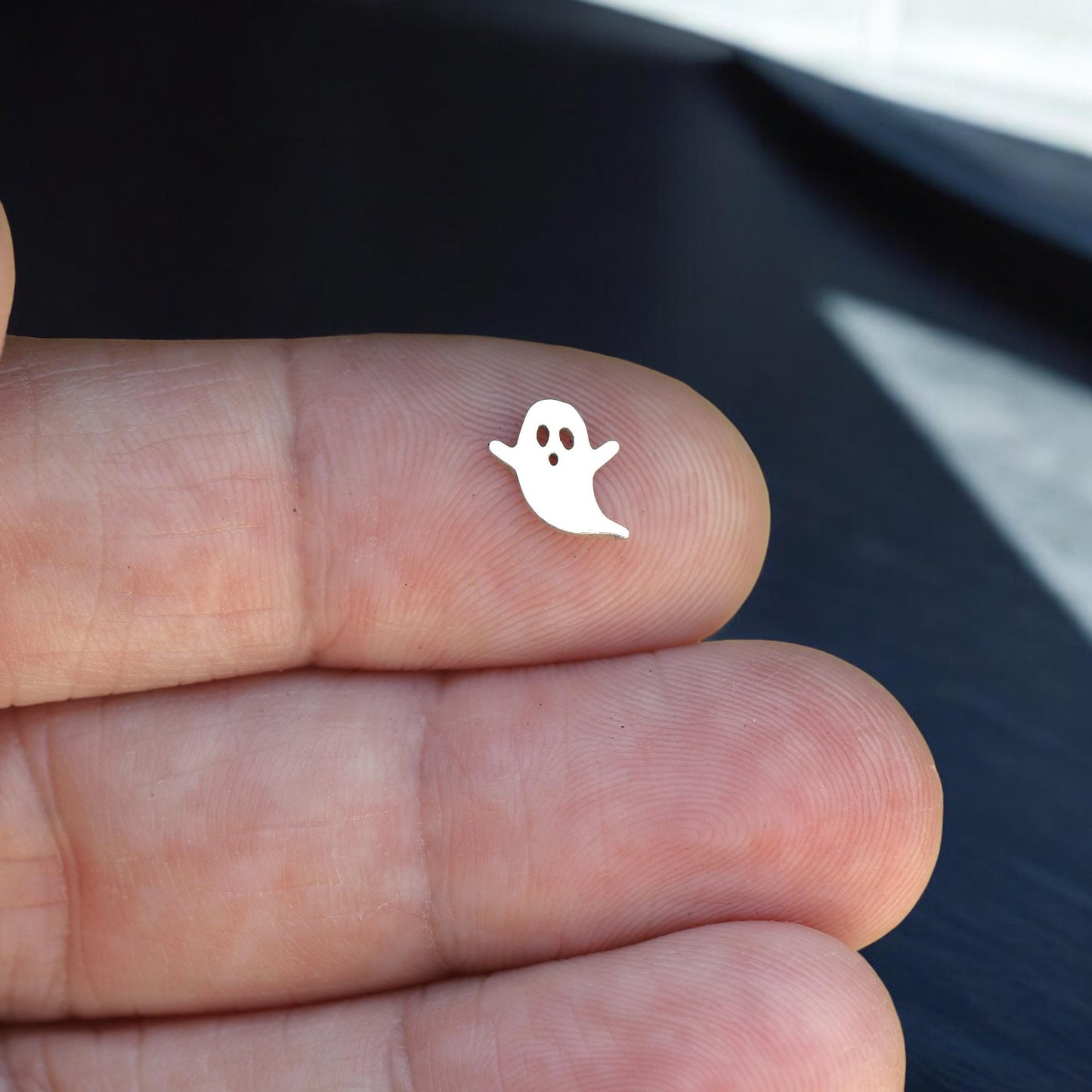 Ghost Accent Charm Solderable Jewelry Embellishment Halloween Accent Component Sterling Silver Findings