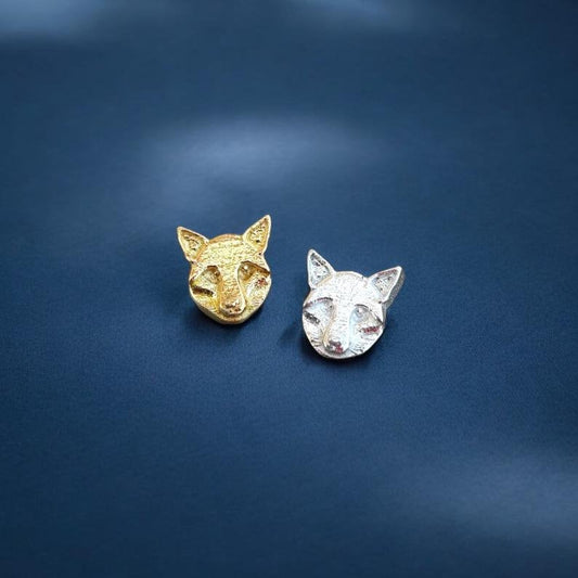 SALE Fox Face Accent Embellishments in Sterling Silver or Brass - Soldering and Jewelry Making Components