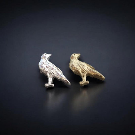 Raven Bird tiny Accent Embellishments Charms in Sterling Silver or Brass - Soldering and Jewelry Making Components