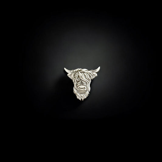 Highland Cow Detailed Accent Soderable Charm in Sterling Silver - Jewelry Making Components