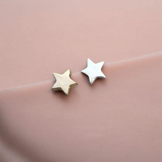 Star Tiny 5 point Accent Embellishments Charms in Sterling Silver or Brass - Soldering and Jewelry Making Components