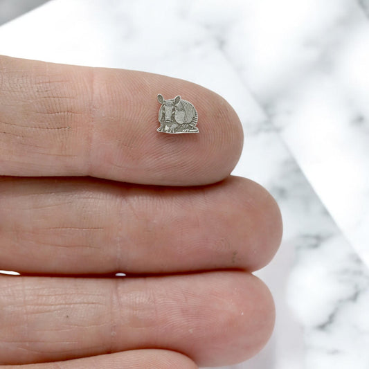 Sterling Silver Armadillo Accent Charm • Solderable Jewelry Embellishment • Southwestern Animal Accent • Sterling Silver Findings