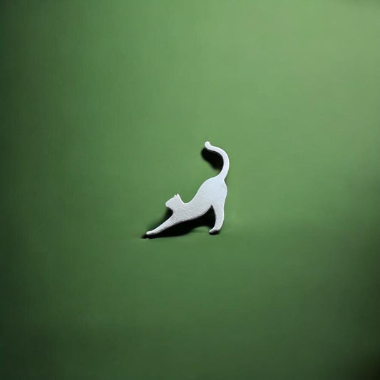 Stretching Cat Jewelry Charm in Sterling Silver or Brass - Jewelry Making Embellishment Components - Solder Accent Charm