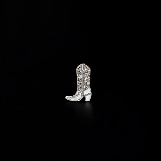 Cowboy Boot Western Floral Accent Charm Embellishments in Sterling Silver Solderable and Jewelry Making Components