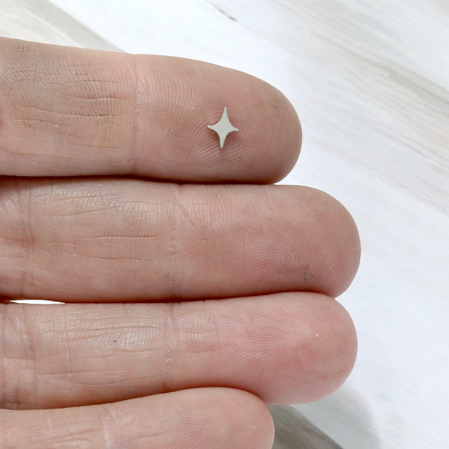 Tiny 4 Point Star Charm Sterling Silver Solderable Jewelry Embellishment Celestial Accent Component