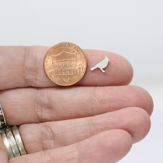 Sterling Silver Cardinal Bird Accent Charm • Solderable Jewelry Embellishment • Nature Accent Component • Sterling Silver Findings