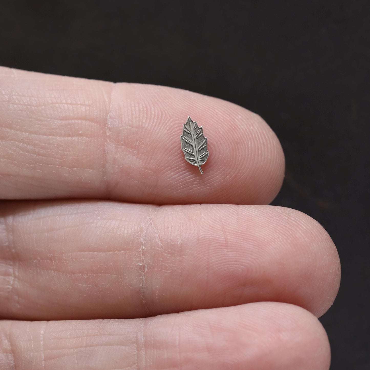 Leaf Detailed Accent Soderable Charm in Sterling Silver - Jewelry Making Components