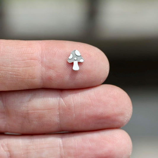 Sterling Silver Mushroom Cartoon Accent Charm • Solderable Jewelry Embellishment • Forest Accent Component • Sterling Silver Findings