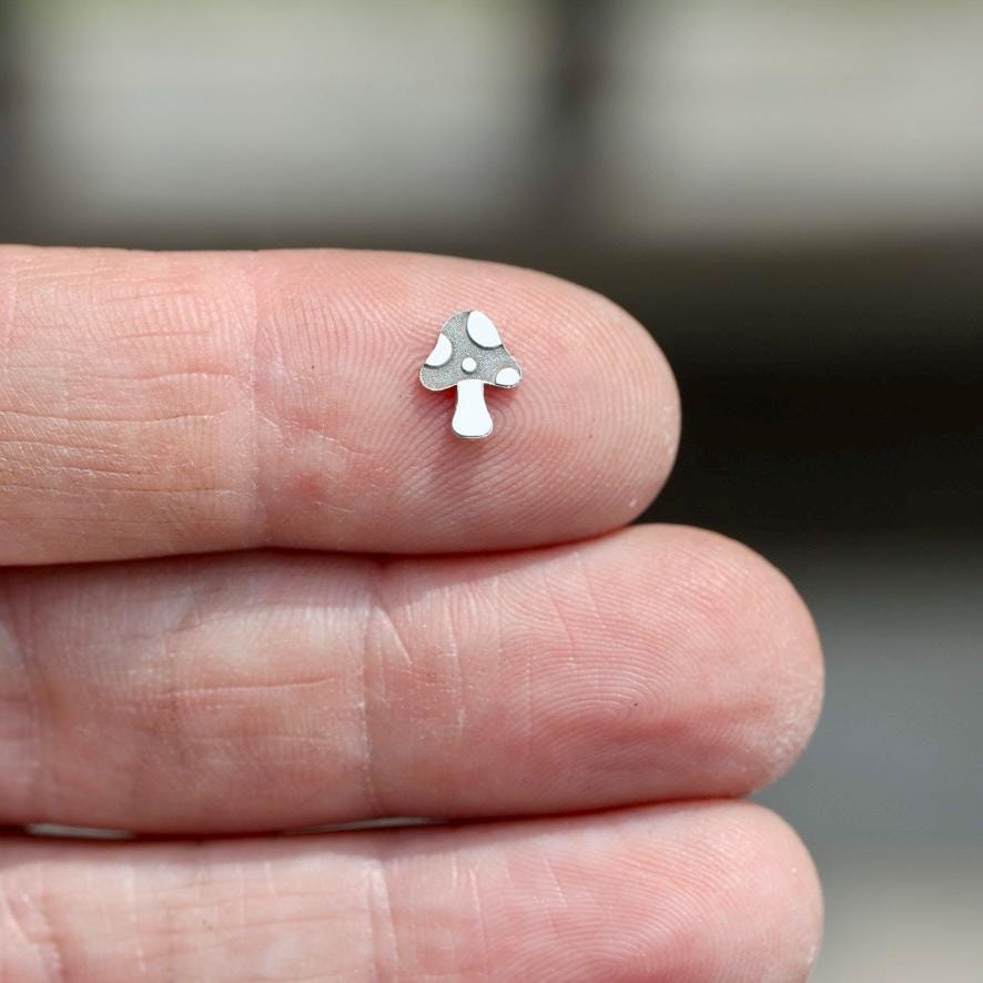 Mushroom Cartoon Accent Charm Sterling Silver Solderable Jewelry Embellishment Forest Accent Component