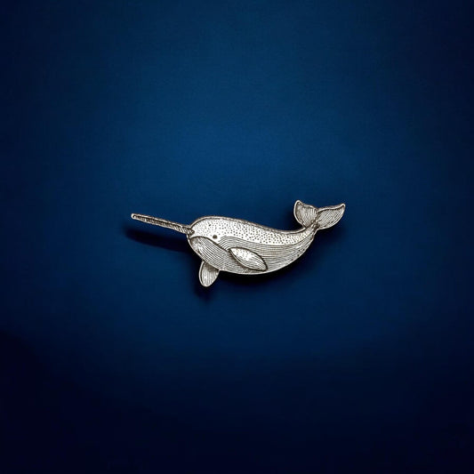 Narwahl Detailed Jewelry Charm in Sterling Silver - Jewelry Making Embellishment Components - Solder Accent Charm