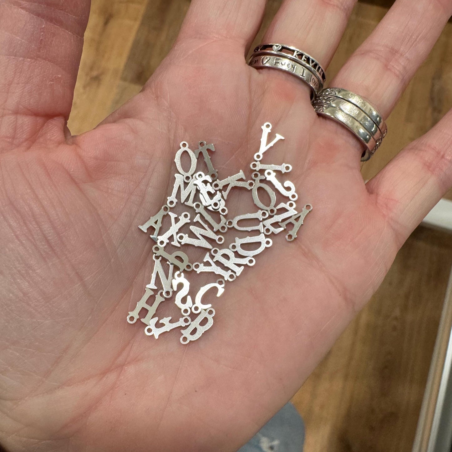 Western Font Alphabet Letter Charms Accent Embellishments Sterling Silver Solderable and DIY Jewelry Making Components, Pendants Connectors