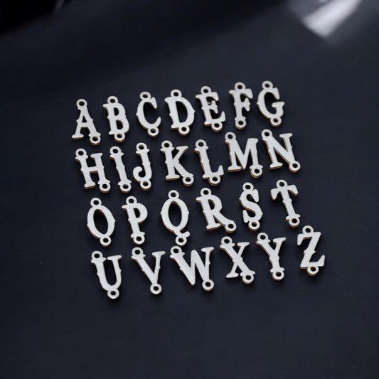 Western Font Alphabet Letter Charms Accent Embellishments Sterling Silver Solderable and DIY Jewelry Making Components, Pendants Connectors
