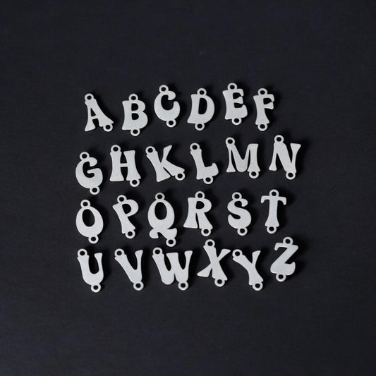 Retro Font Alphabet Letter Charms Accent Embellishments Sterling Silver Solderable and DIY Jewelry Making Components, Pendants Connectors