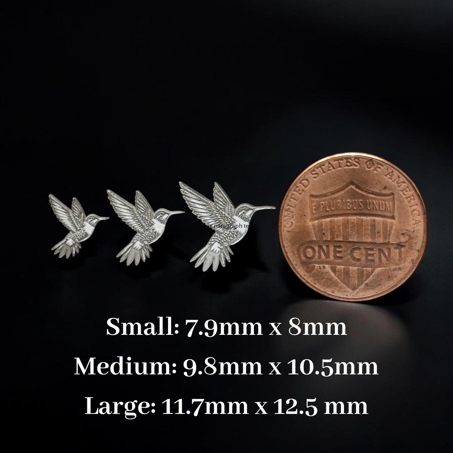 Hummingbird Accent Charms Solderable Jewelry Embellishments Bird Accent Components Sterling Silver Findings