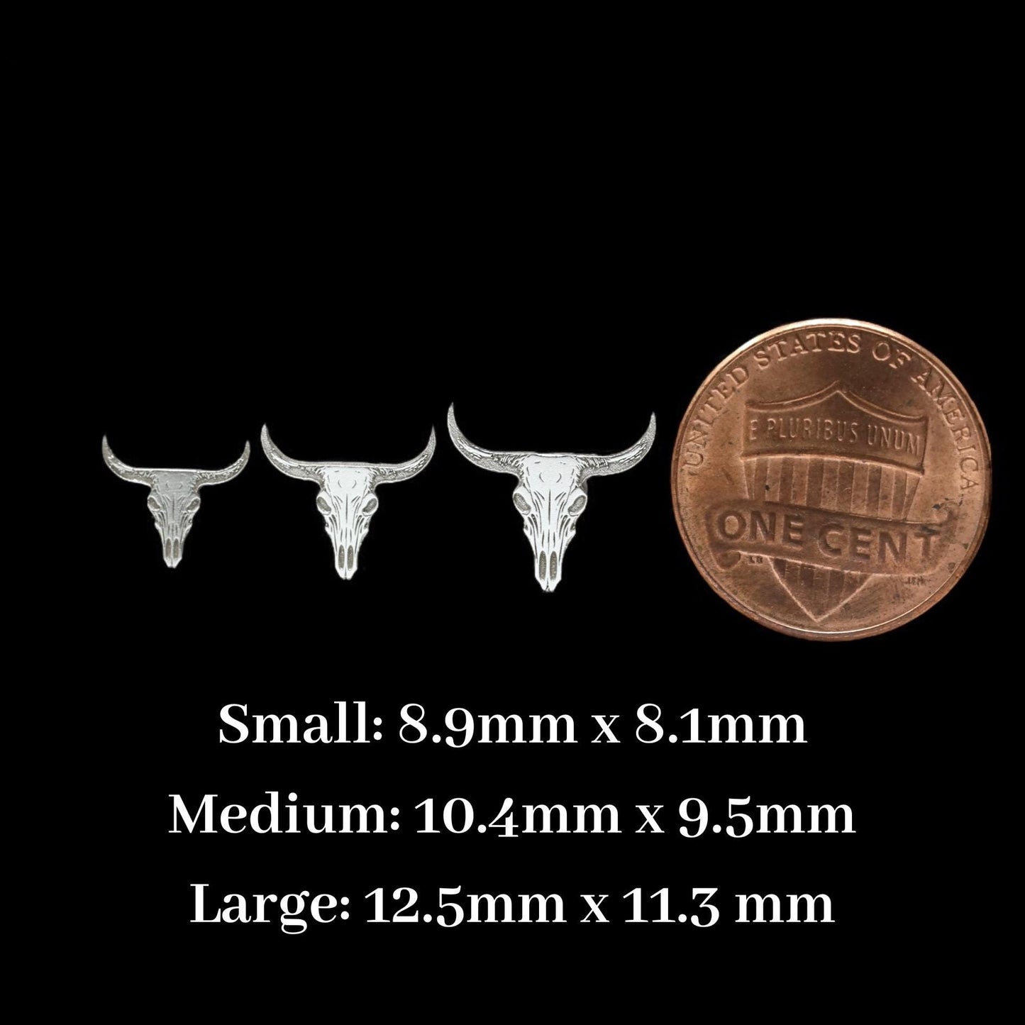 Longhorn Skull Accent Charms Solderable Jewelry Embellishments Western Jewelry Components Sterling Silver Findings