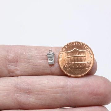 Sterling Silver Tiny Coffee Cup Charm with Heart Coffee Lover Jewelry Supplies Cafe Pendant Accent Sterling Silver Findings